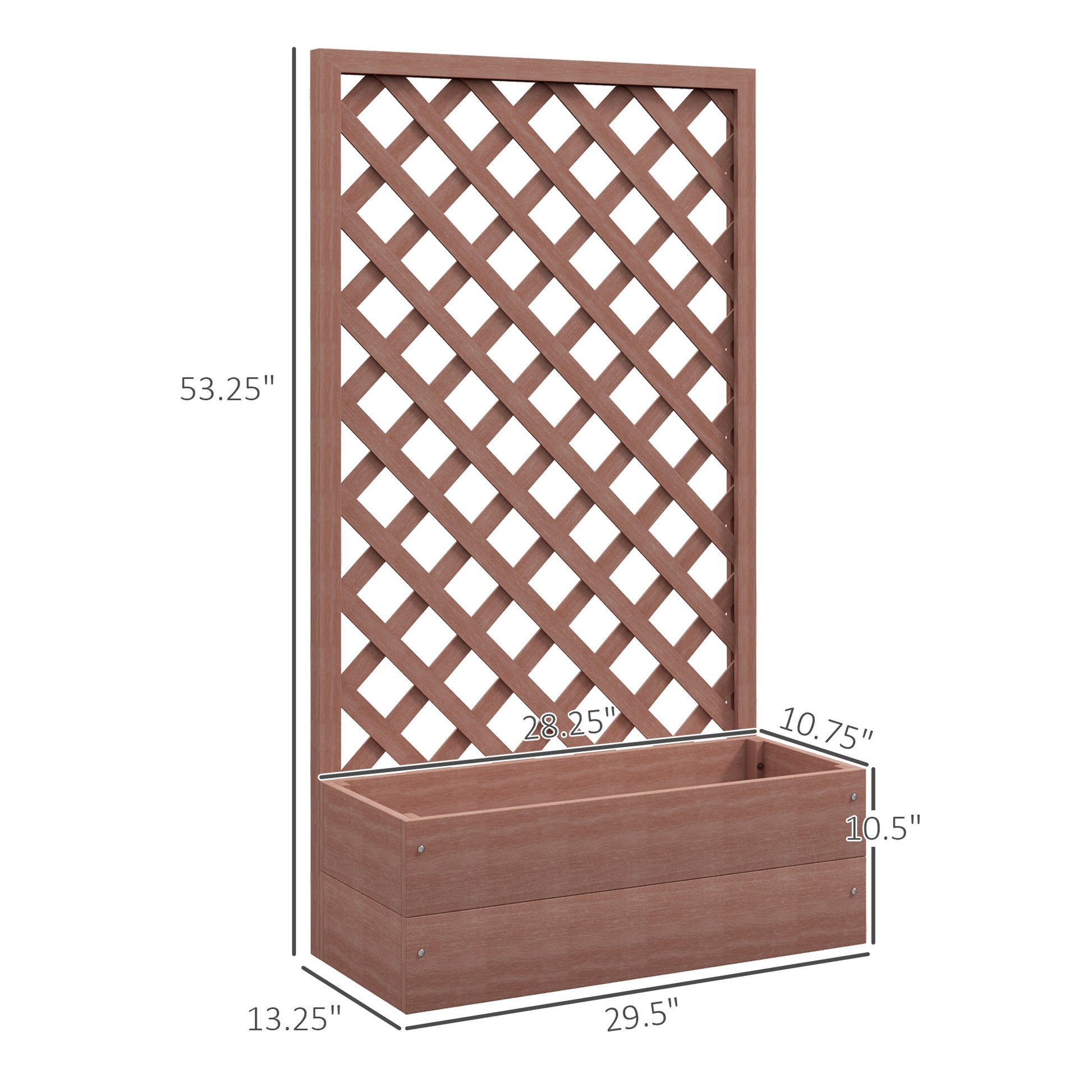 Wooden planter with lattice trellis ideal for climbing plants and garden decor
