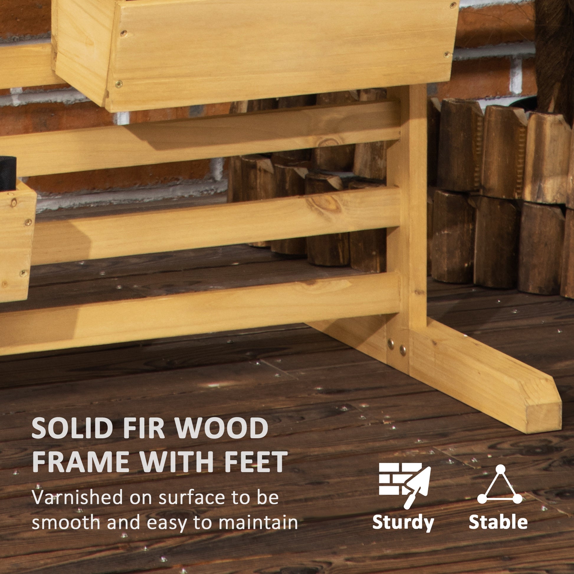 Natural fir wood frame with reinforced feet varnished for a smooth easycare finish