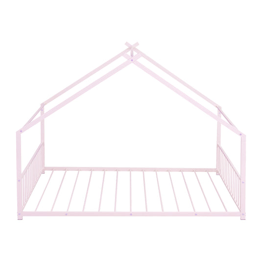 Pink metal house bed frame