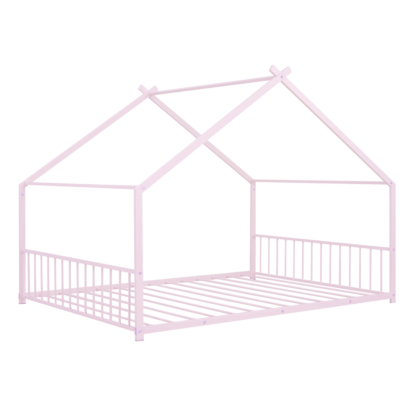 Pink metal house bed frame for kids