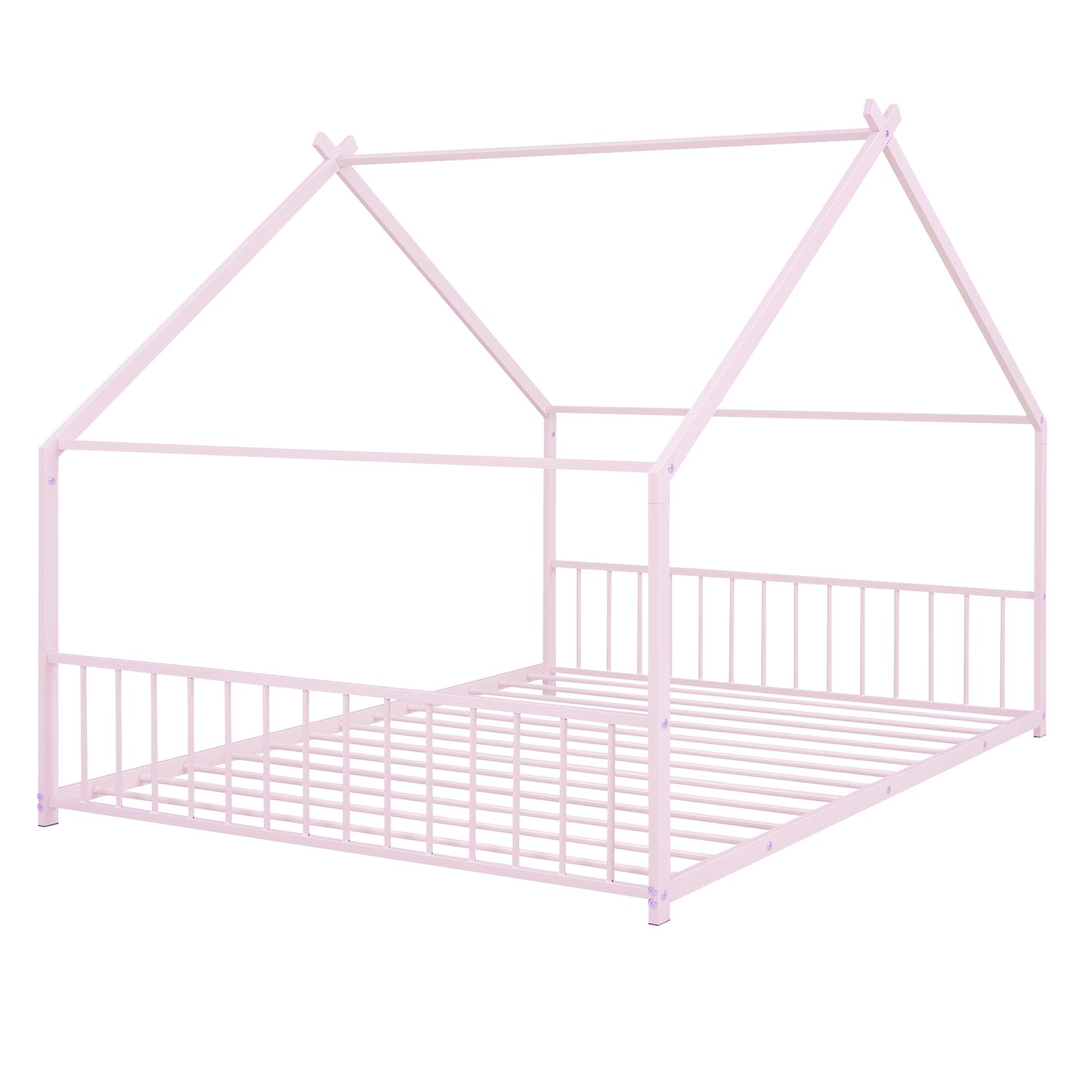 Pink metal house bed frame for kids