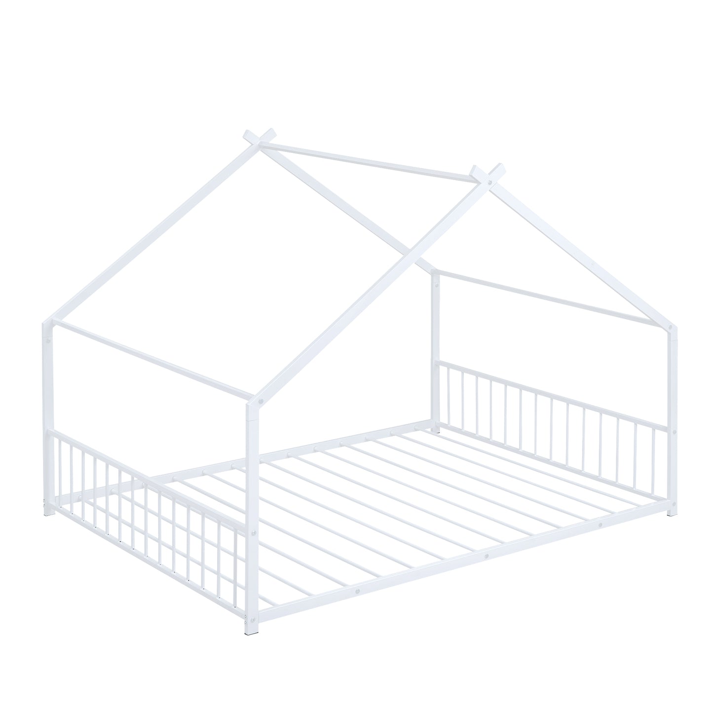 White metal house frame bed