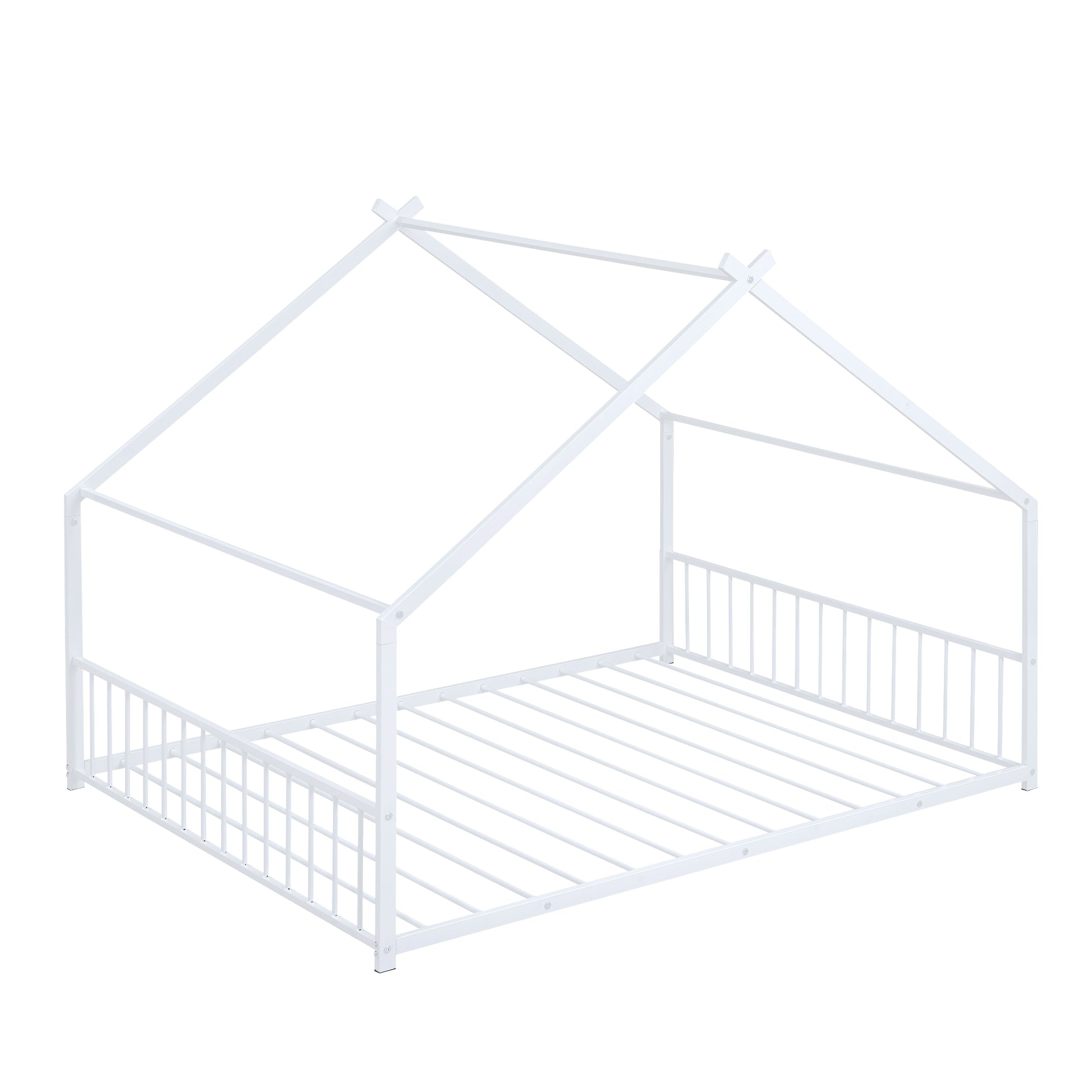 White metal house frame bed