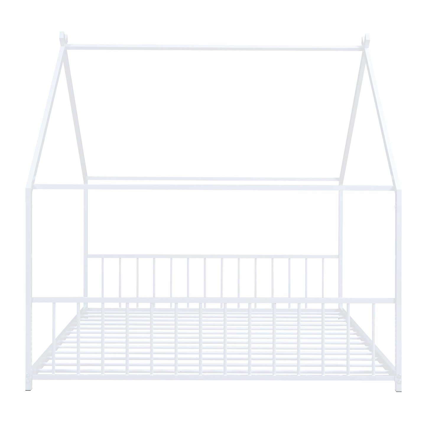 White metal twin house bed frame with modern minimalist design
