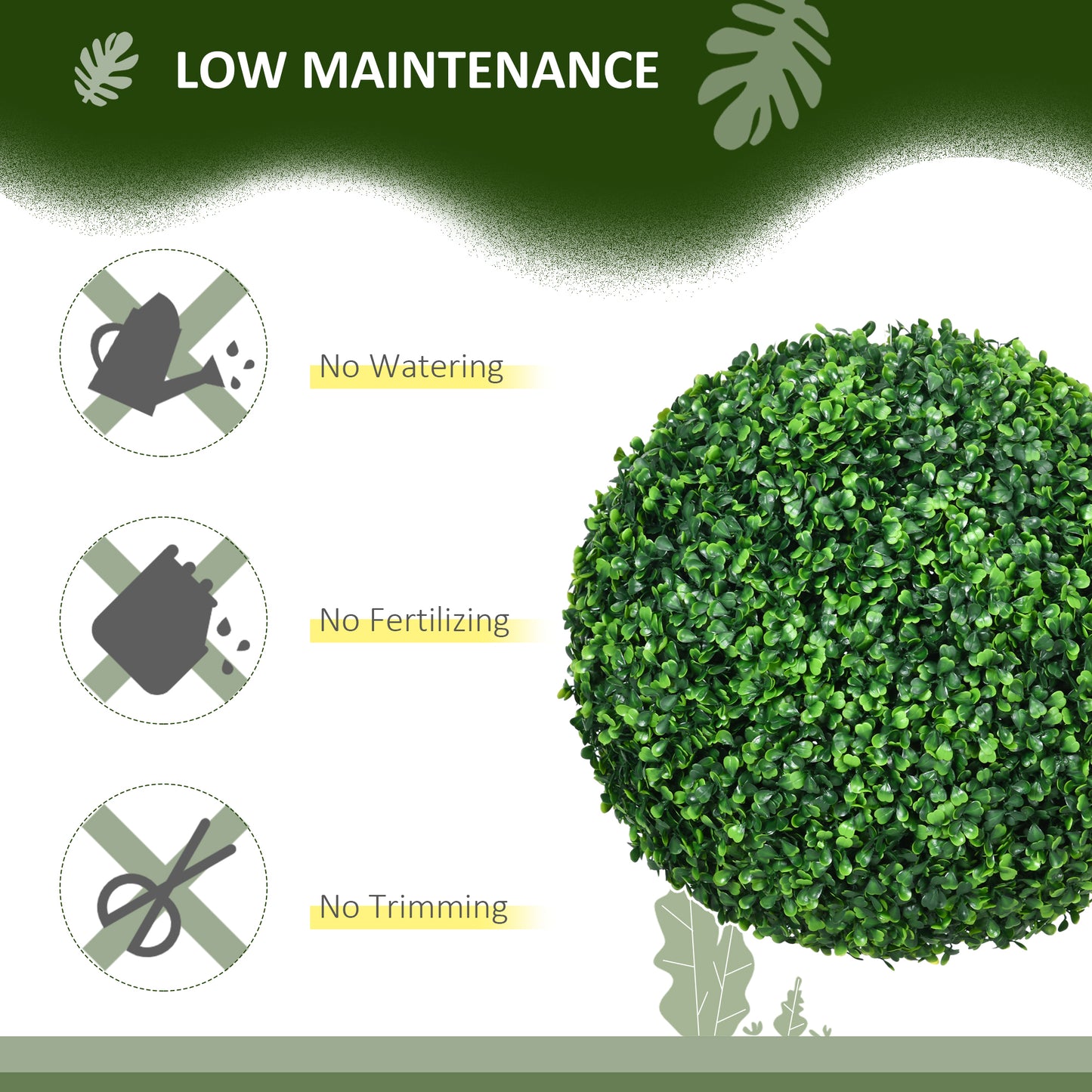 Realistic green artificial boxwood ball for low maintenance outdoor decor