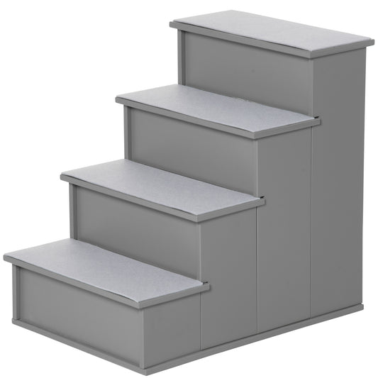Fourstep gray pet stairs with nonslip treads for easy access to furniture