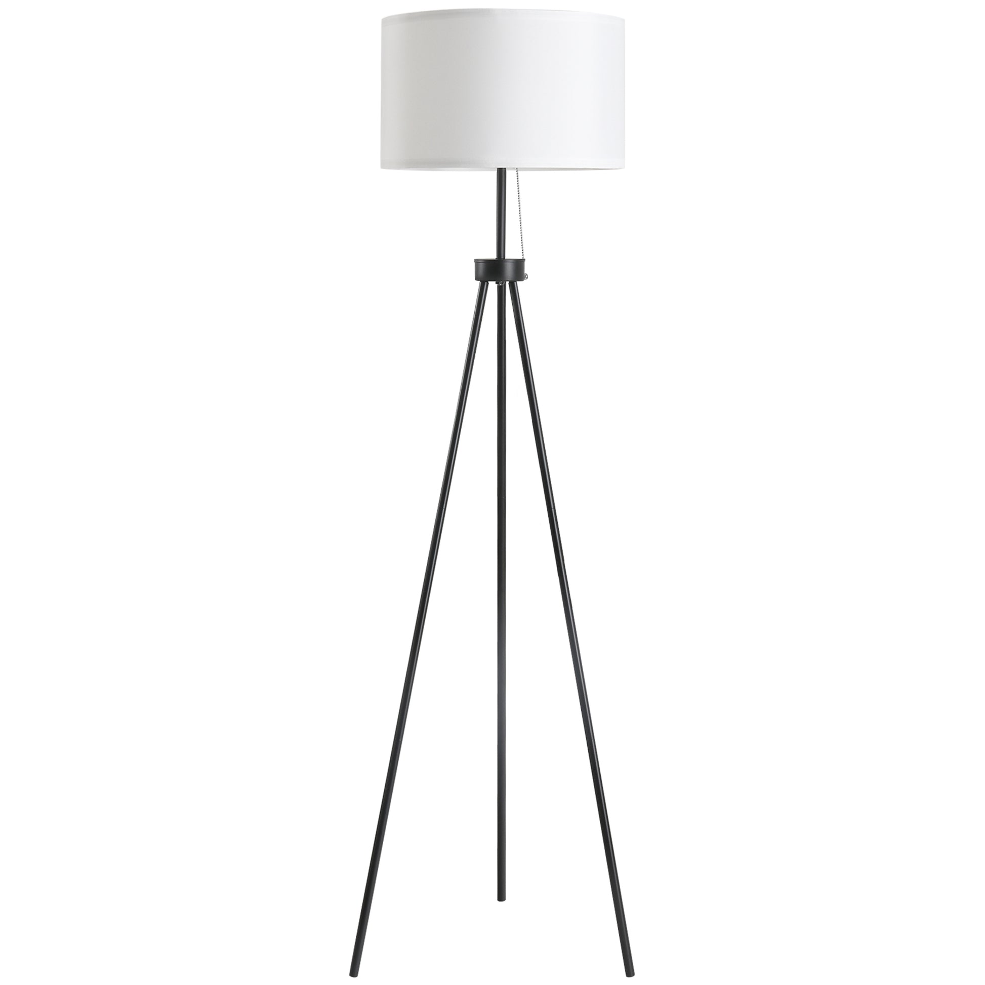 Modern black tripod floor lamp with white drum shade Ideal for living rooms