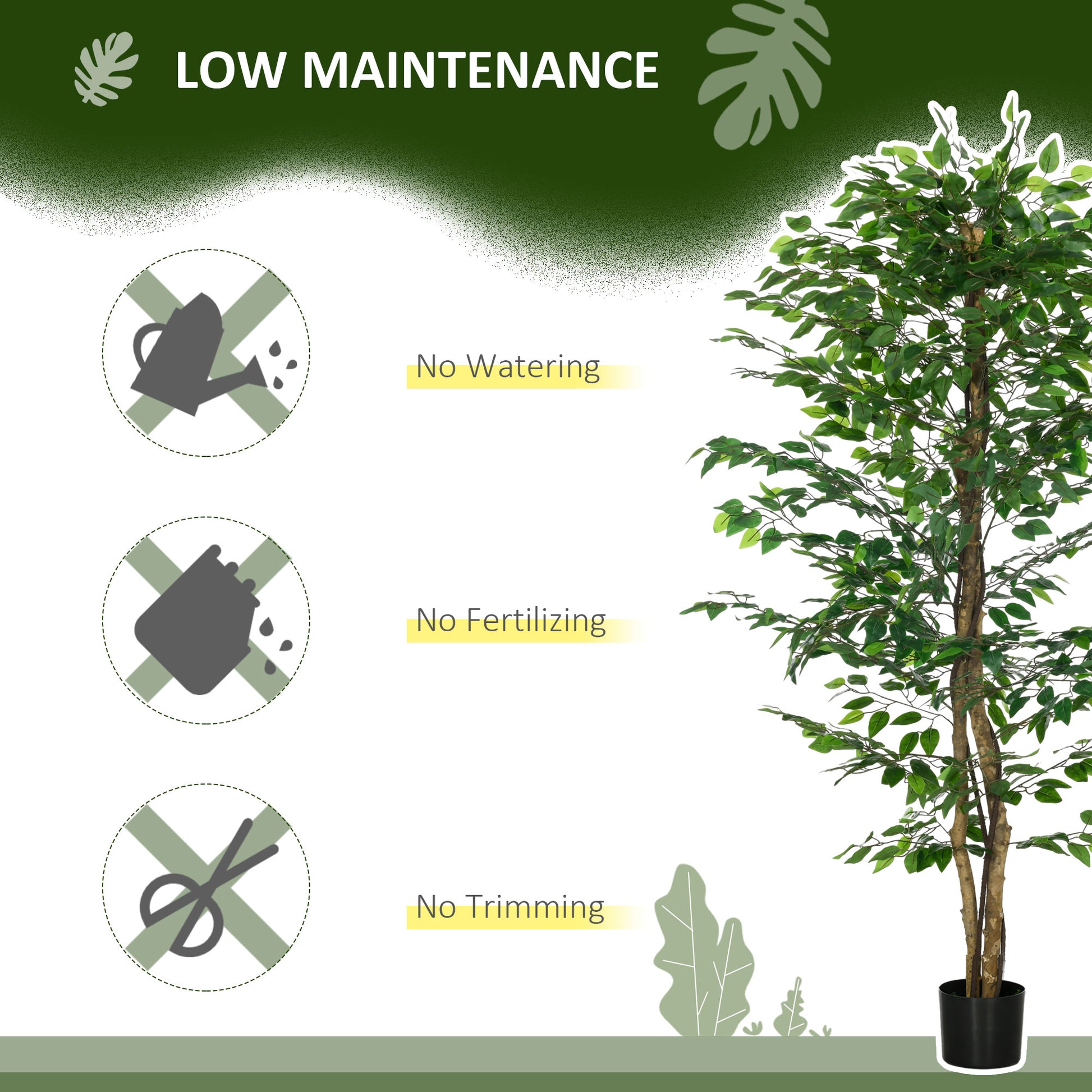 Tall artificial ficus tree in a black planter ideal for home decor