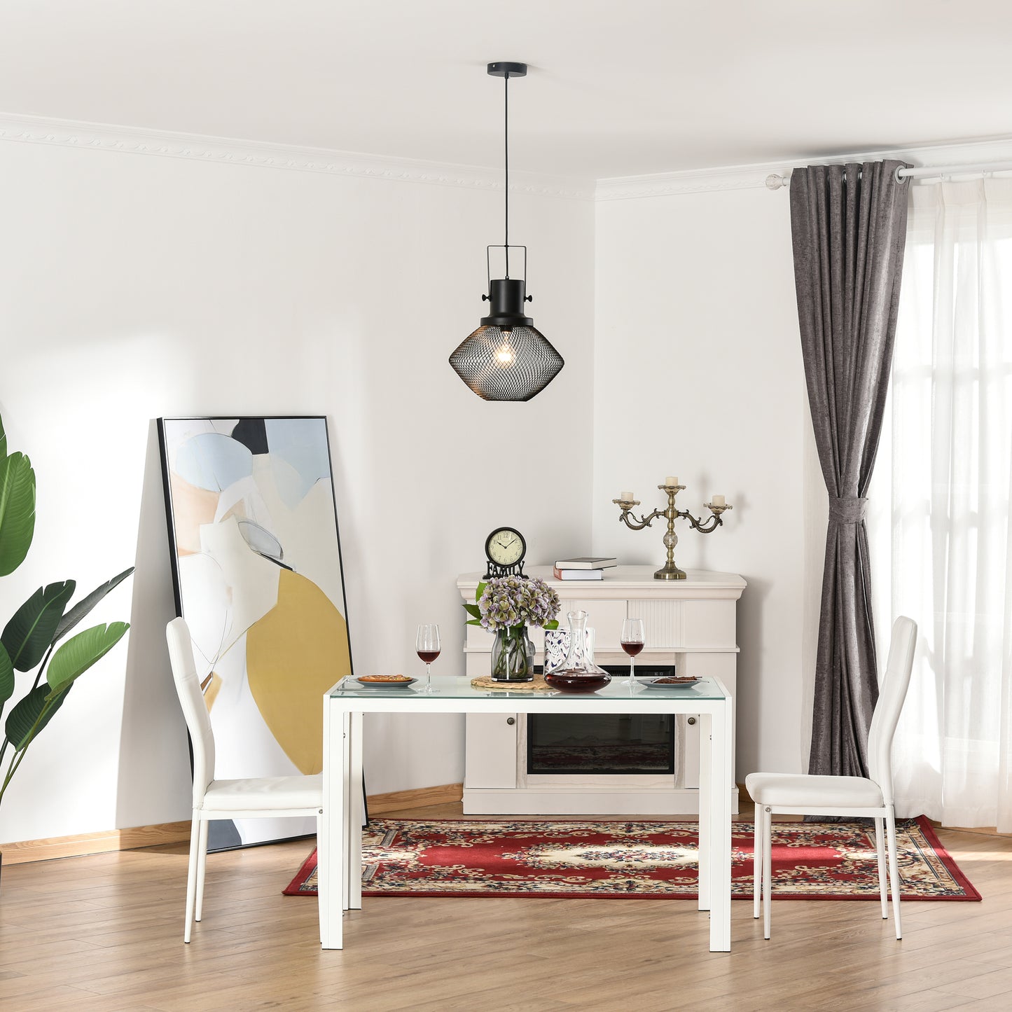 White faux leather dining chair with a modern metal frame perfect for contemporary spaces