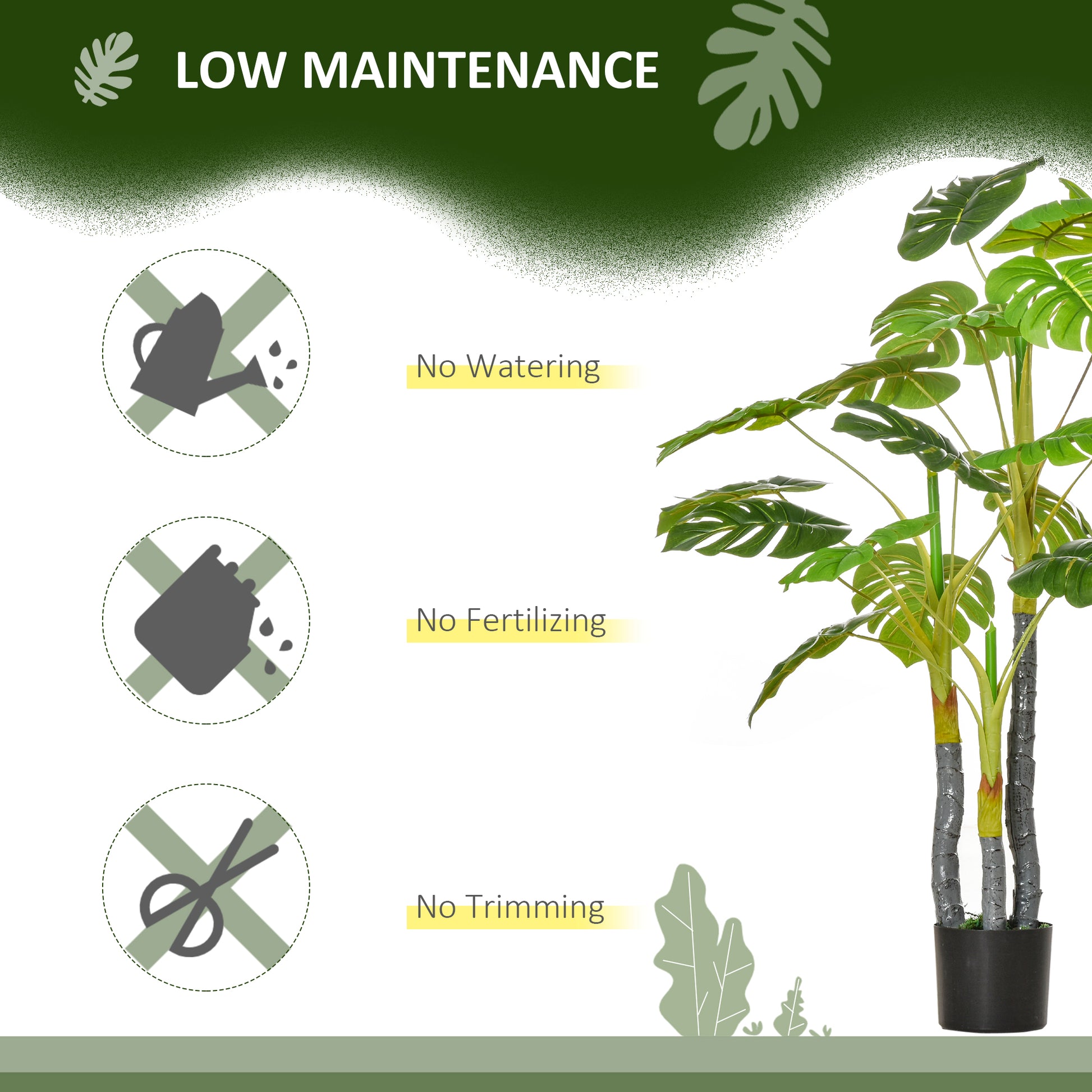 Realistic artificial monstera plant low maintenance decor for any home or office