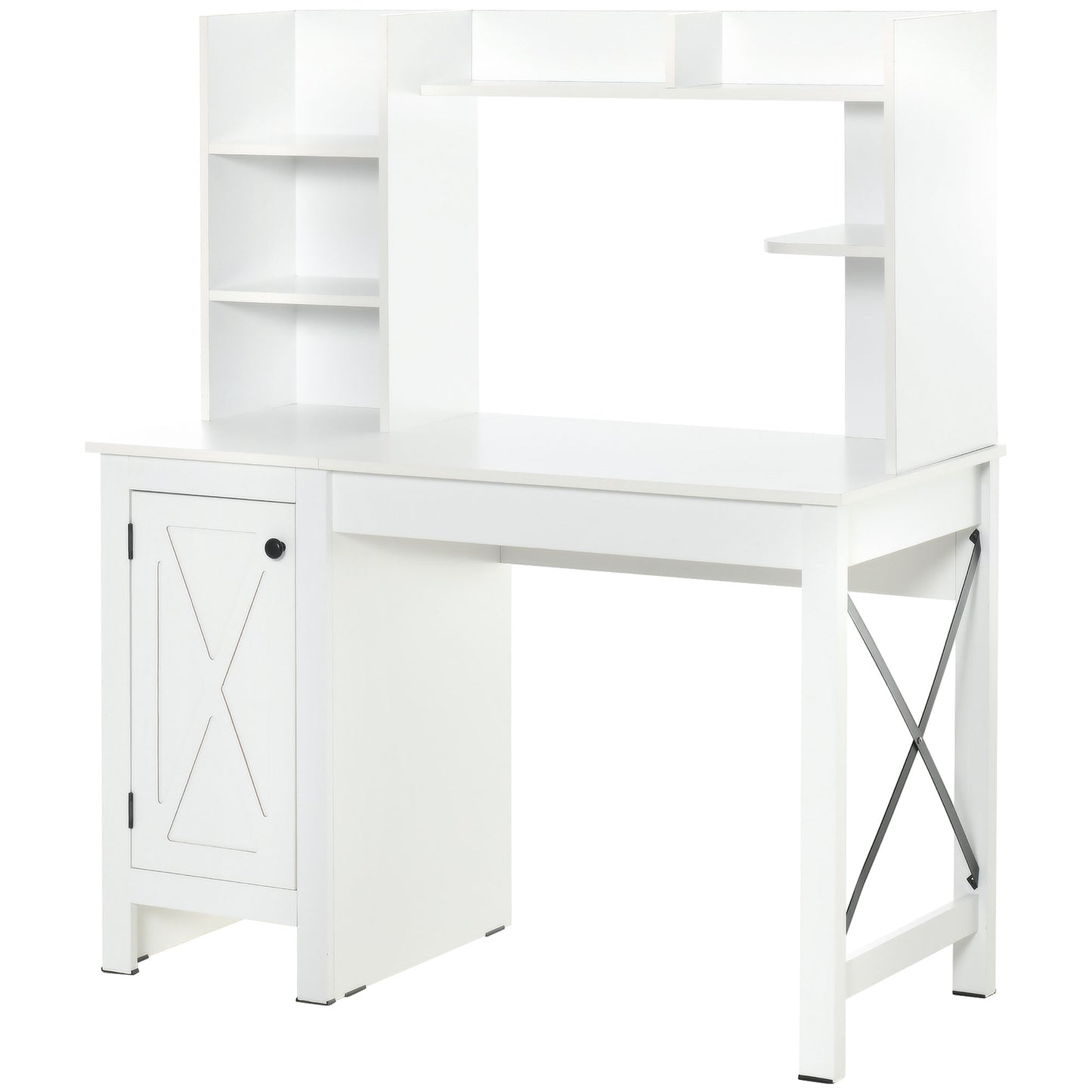 White computer desk with hutch and cabinet modern home office furniture