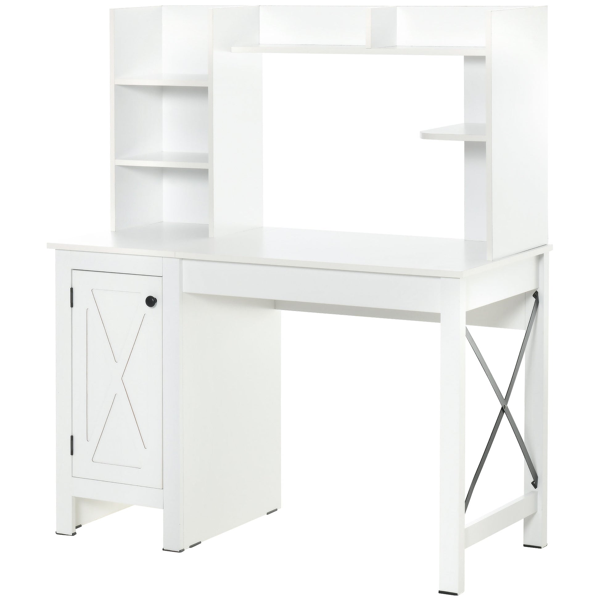 White computer desk with hutch and cabinet modern home office furniture