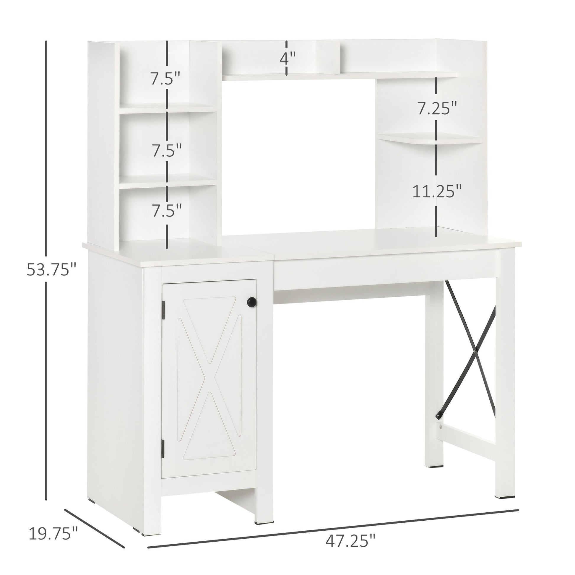White computer desk with hutch and storage cabinet perfect for home office setup