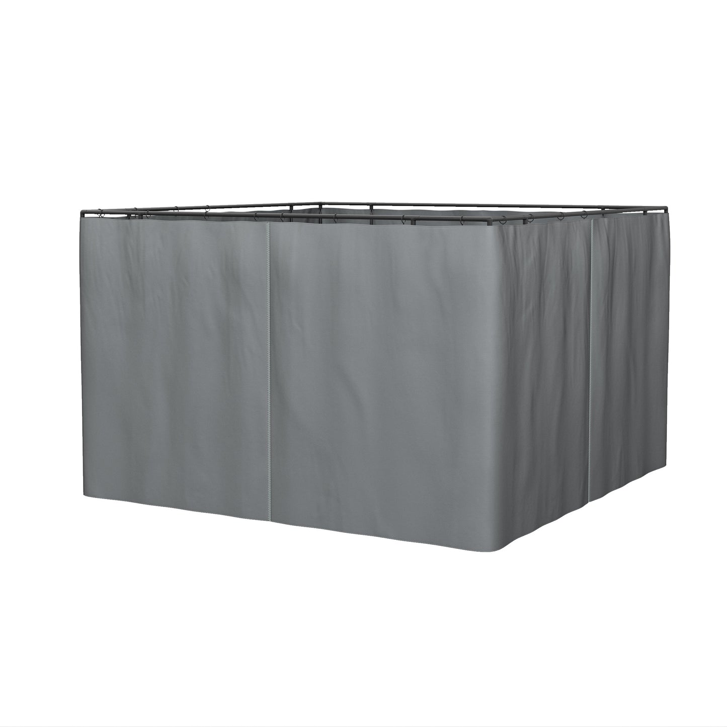 Gray outdoor privacy screen with durable fabric and metal frame