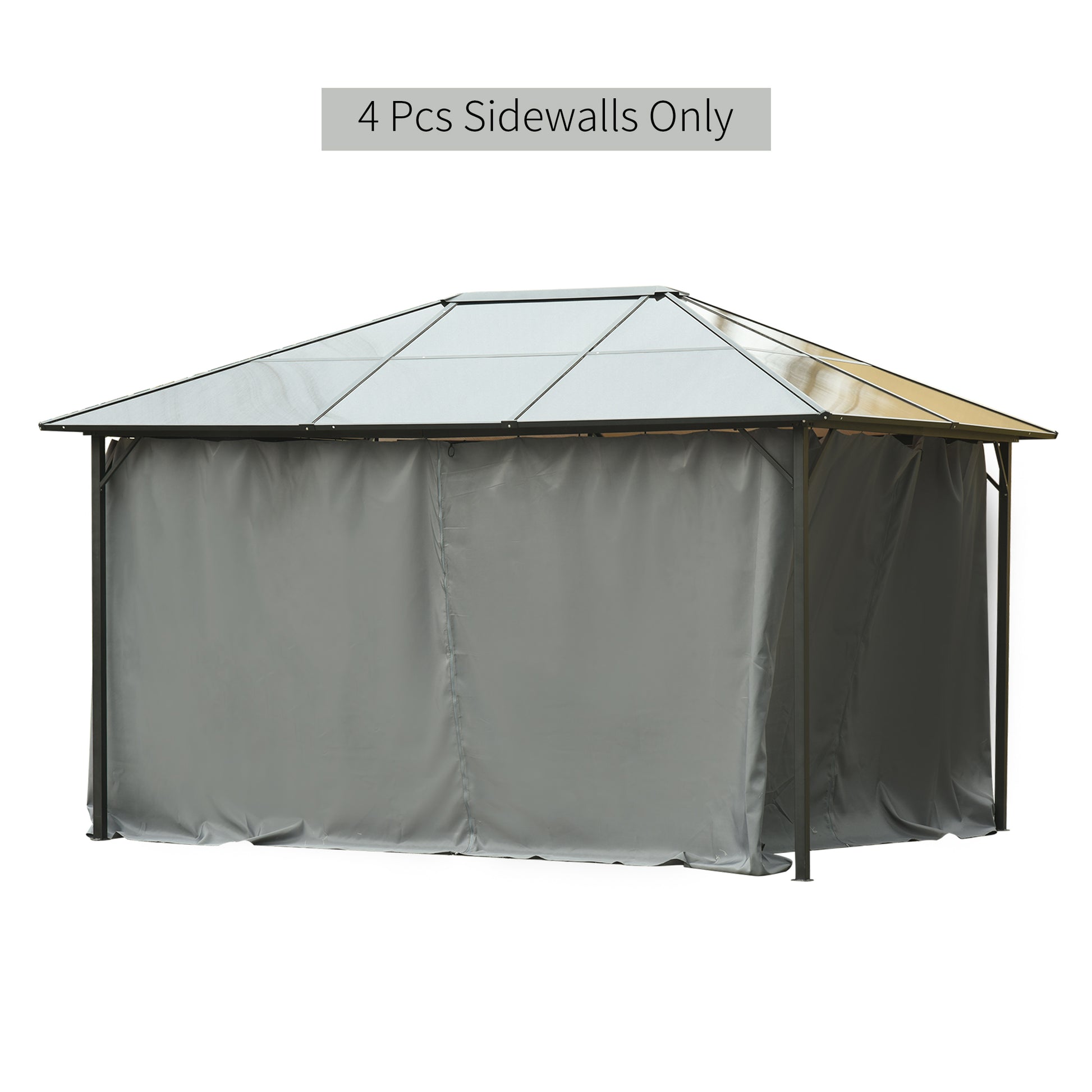 Grey gazebo sidewalls set with clear roof panels  pcs only
