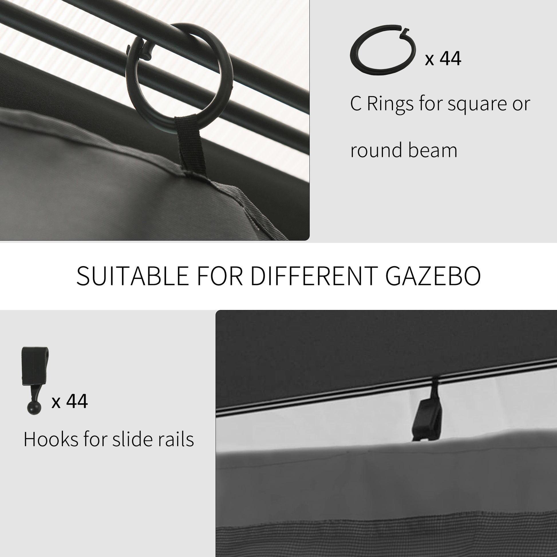 black C rings for gazebo square or round beams