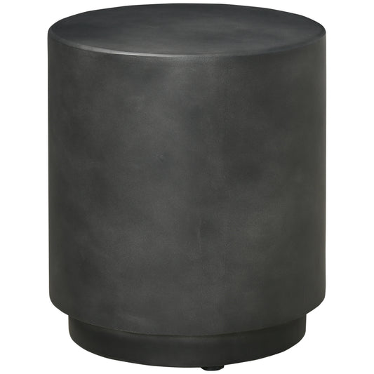 Dark gray cylindrical concrete side table with a subtle textured finish