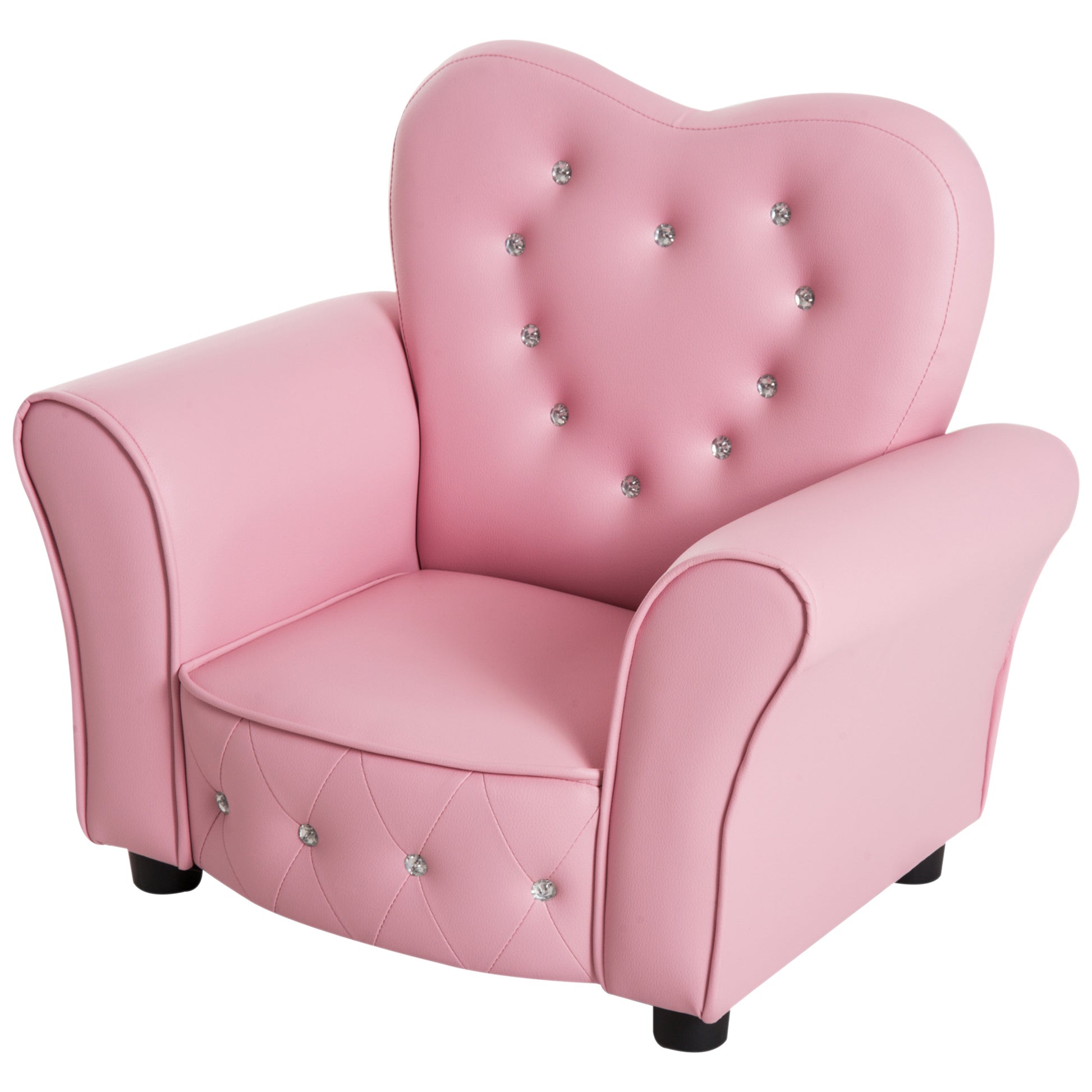 Pink heartshaped armchair with crystal tufting ideal for childrens rooms