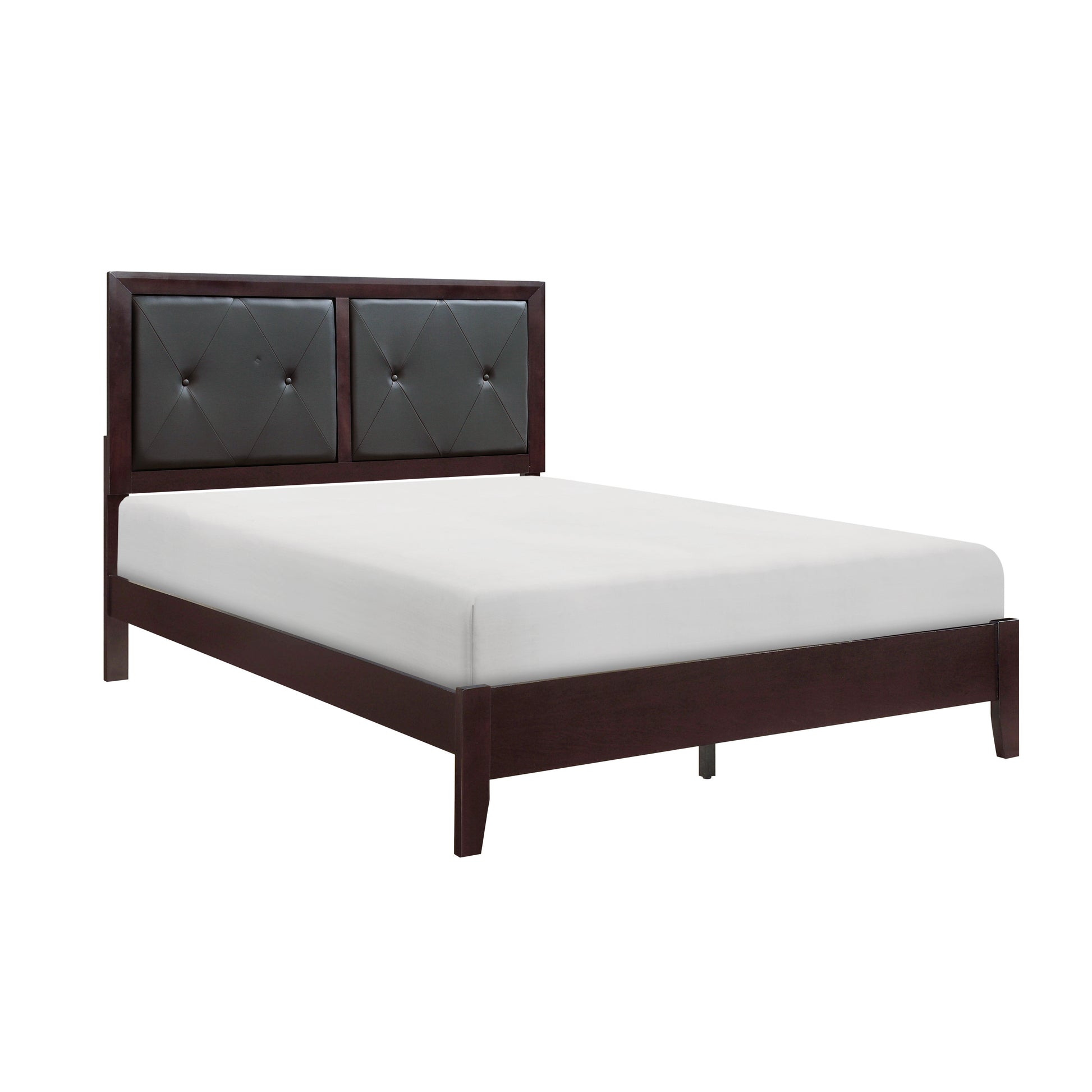 Dark brown tufted upholstered headboard bed frame