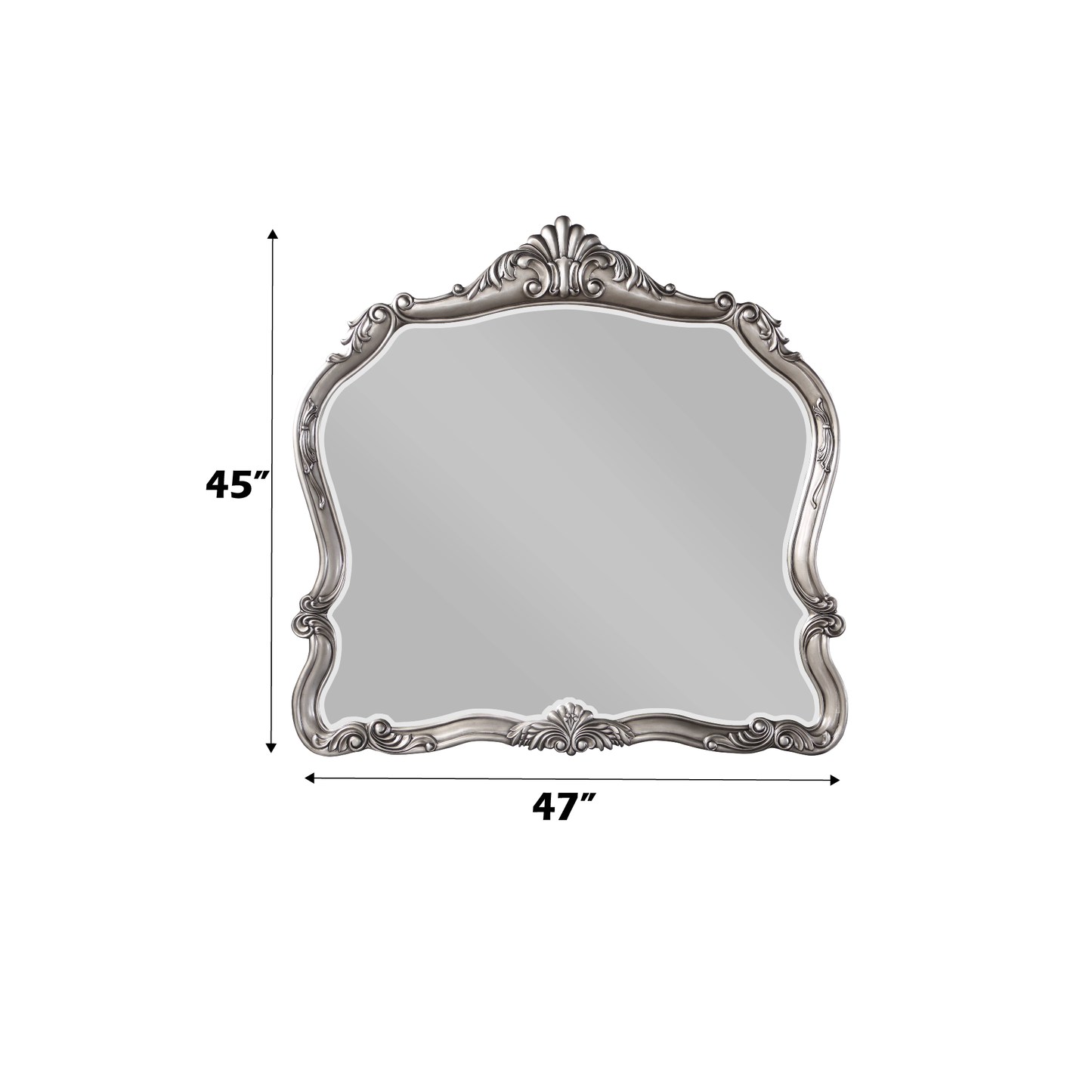 Ornate silver antique mirror