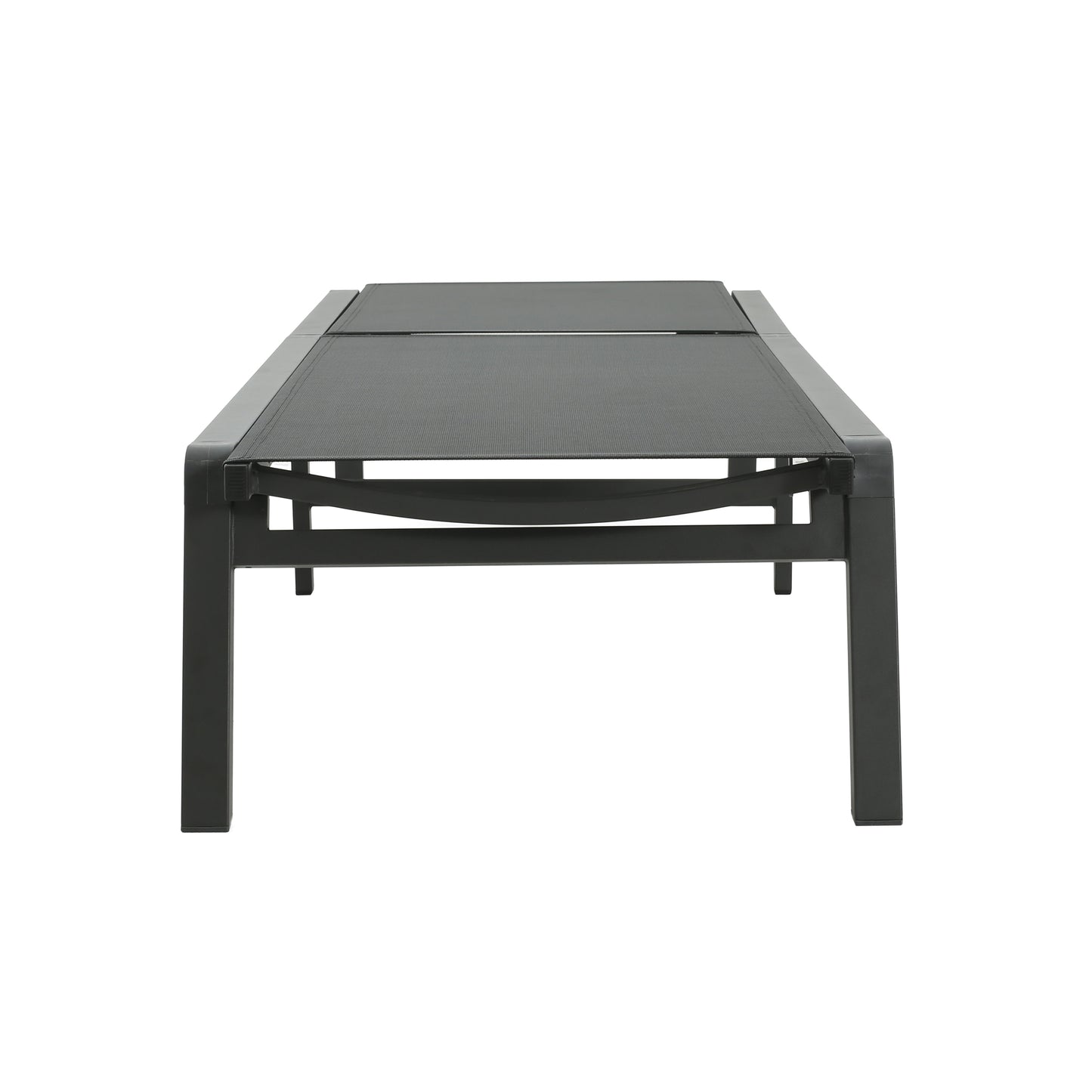 Dark grey mesh and aluminum outdoor chaise lounge with adjustable back