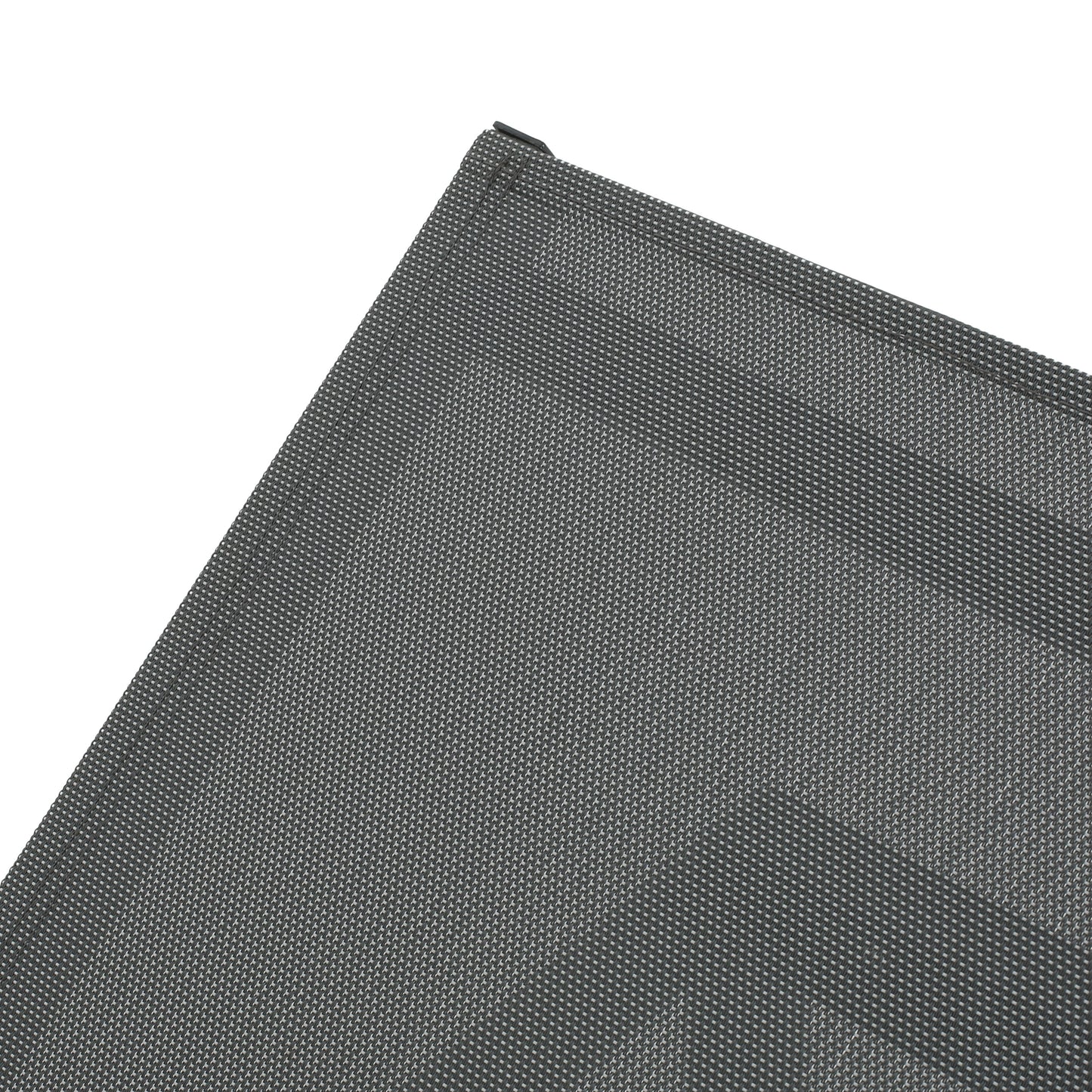 Closeup of dark gray textured woven material with a fine houndstooth pattern
