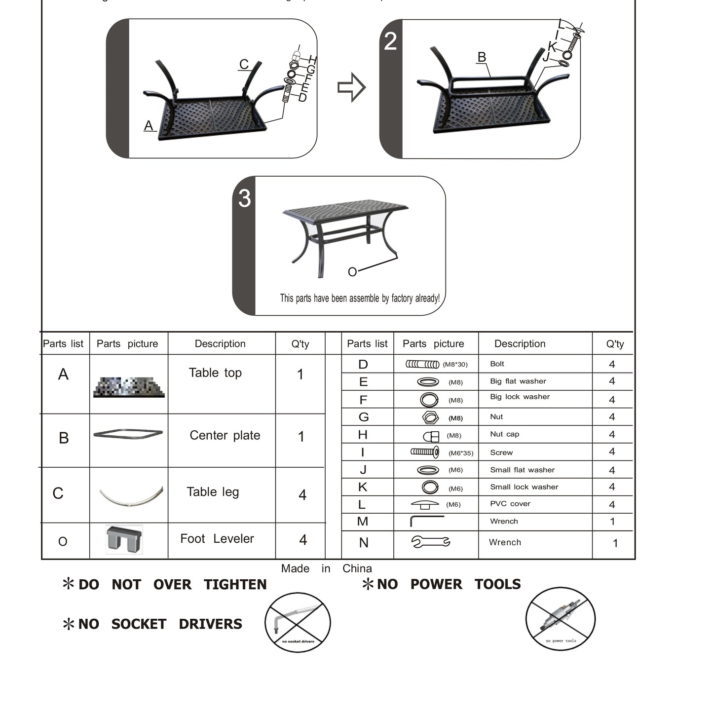 Table top part for outdoor furniture