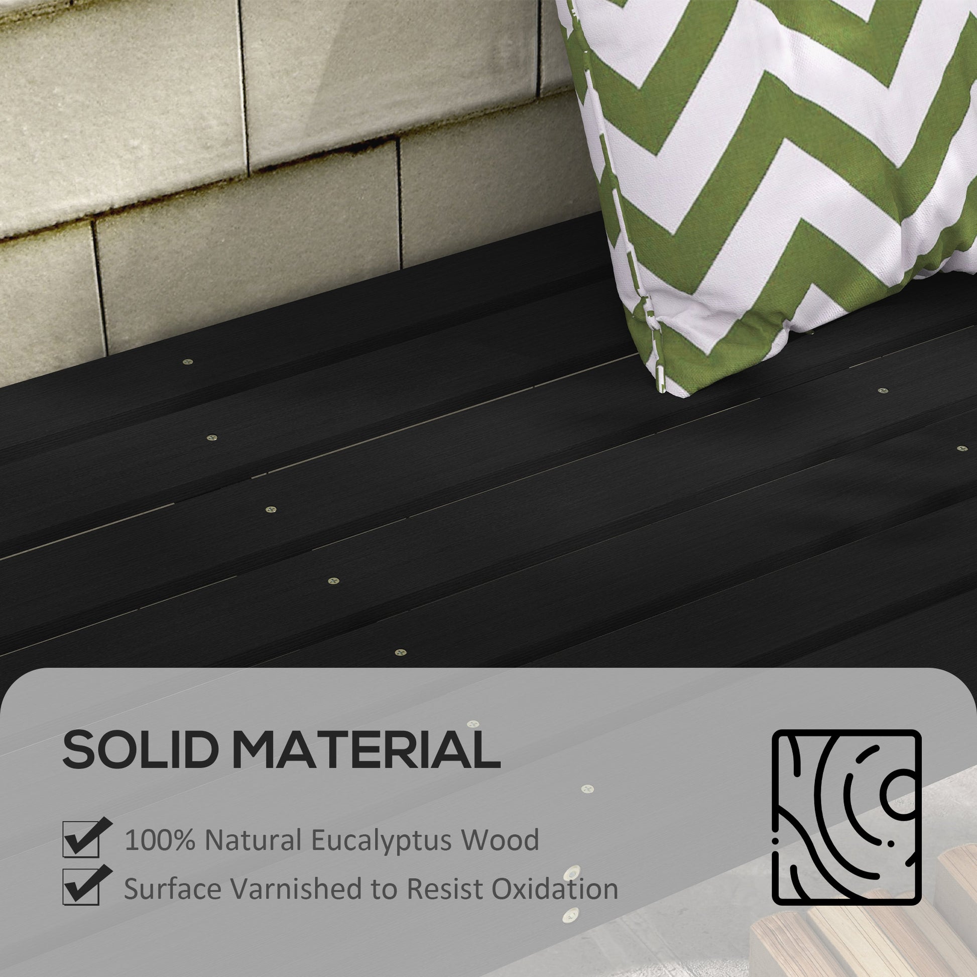 Dark black eucalyptus wood slats perfect for outdoor furniture construction