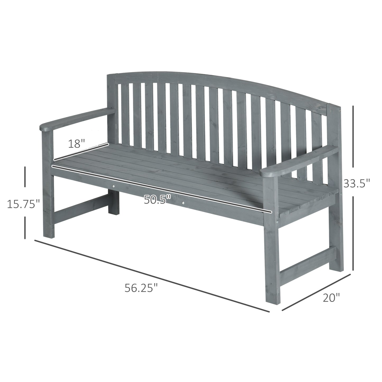Gray wooden garden bench with slatted seat and back outdoor furniture
