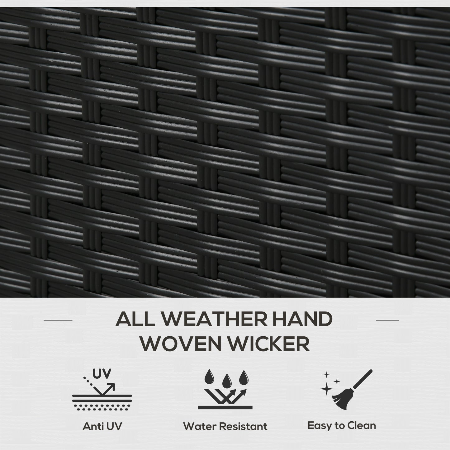 Closeup of durable black handwoven wicker furniture material perfect for outdoor use