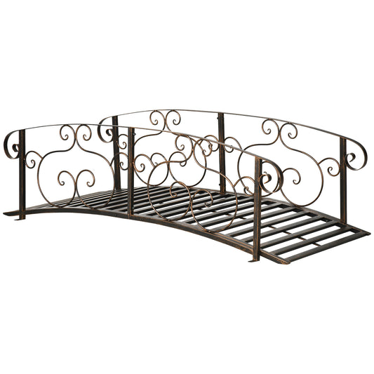 Ornate bronze garden bridge with decorative scrollwork for outdoor decor