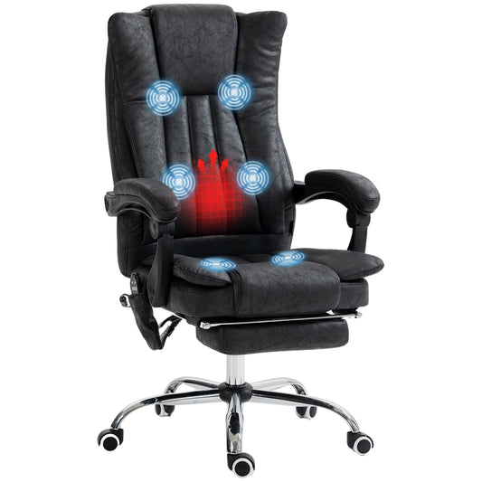 Black executive massage chair with lumbar heat and vibrating nodes for office comfort