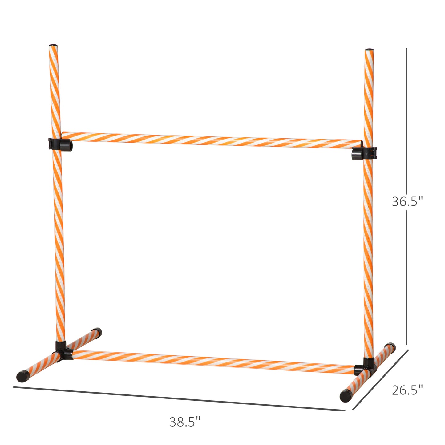 Orange and white striped dog agility jump  inches tall for training