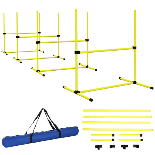Yellow agility hurdles for dog training and athletic performance set of