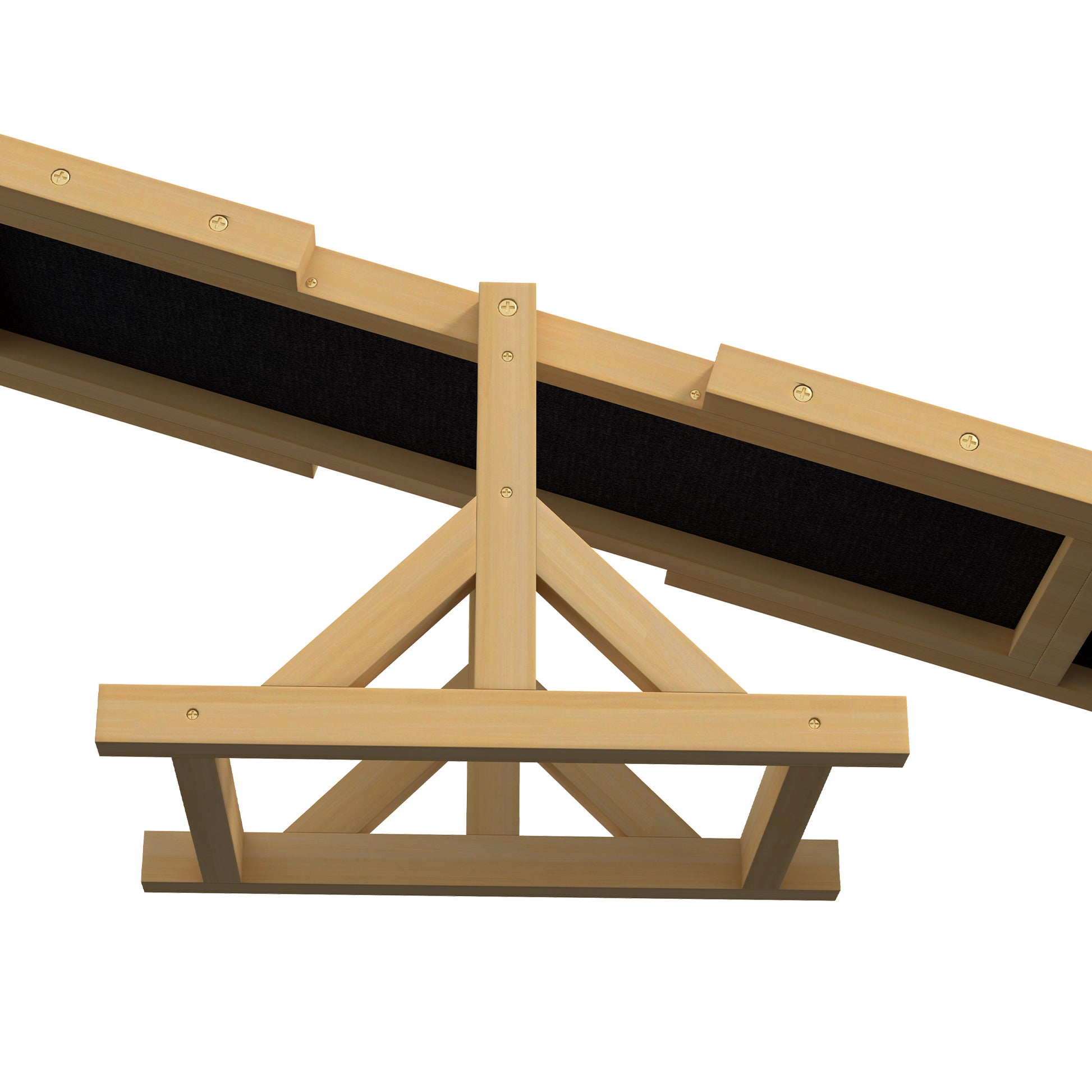 Natural wood pet ramp with black traction surface ideal for dogs