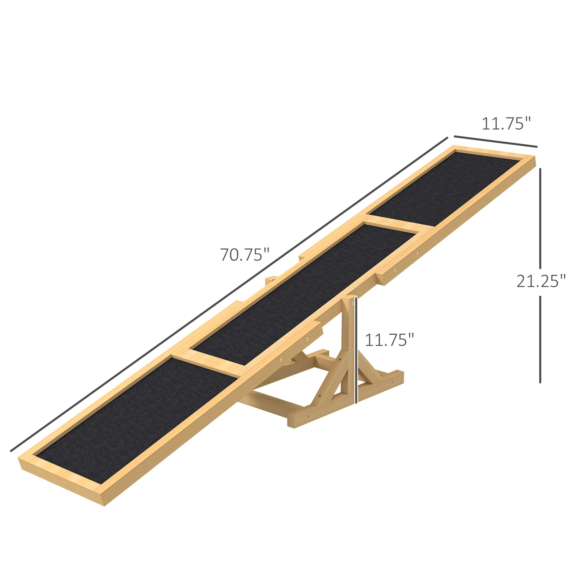 Wooden dog ramp with dark grey textured surface  long for easy pet access
