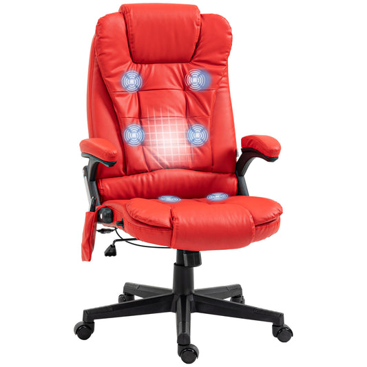 Red ergonomic office chair with integrated massage feature for ultimate comfort and productivity