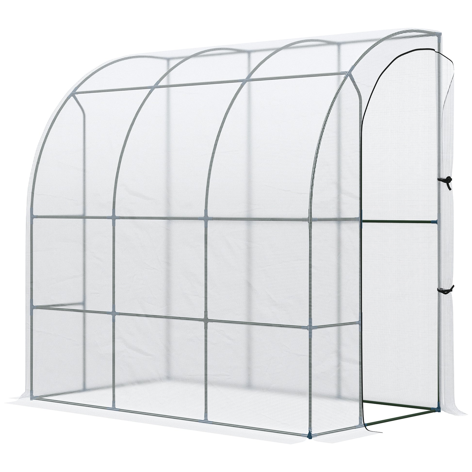 White portable greenhouse with shelving ideal for small gardens and balconies