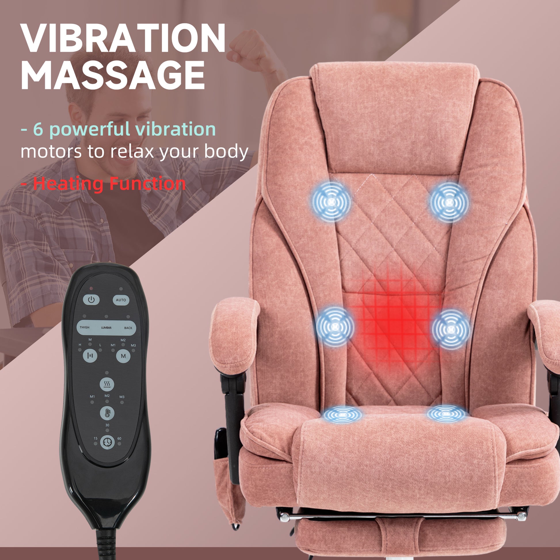 Dusty rose office chair with  vibration motors for fullbody massage