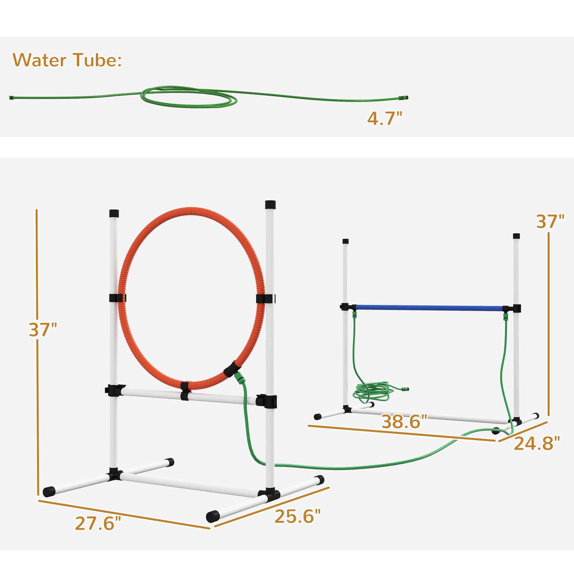 Green coiled water tube with connector and  inch dimension for outdoor use