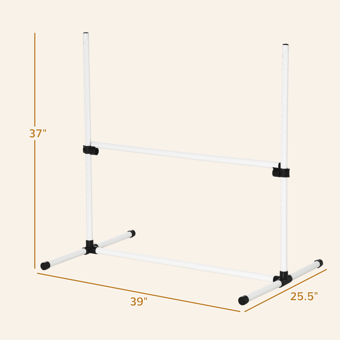 Adjustable dog agility jump for training white metal inch height inch width
