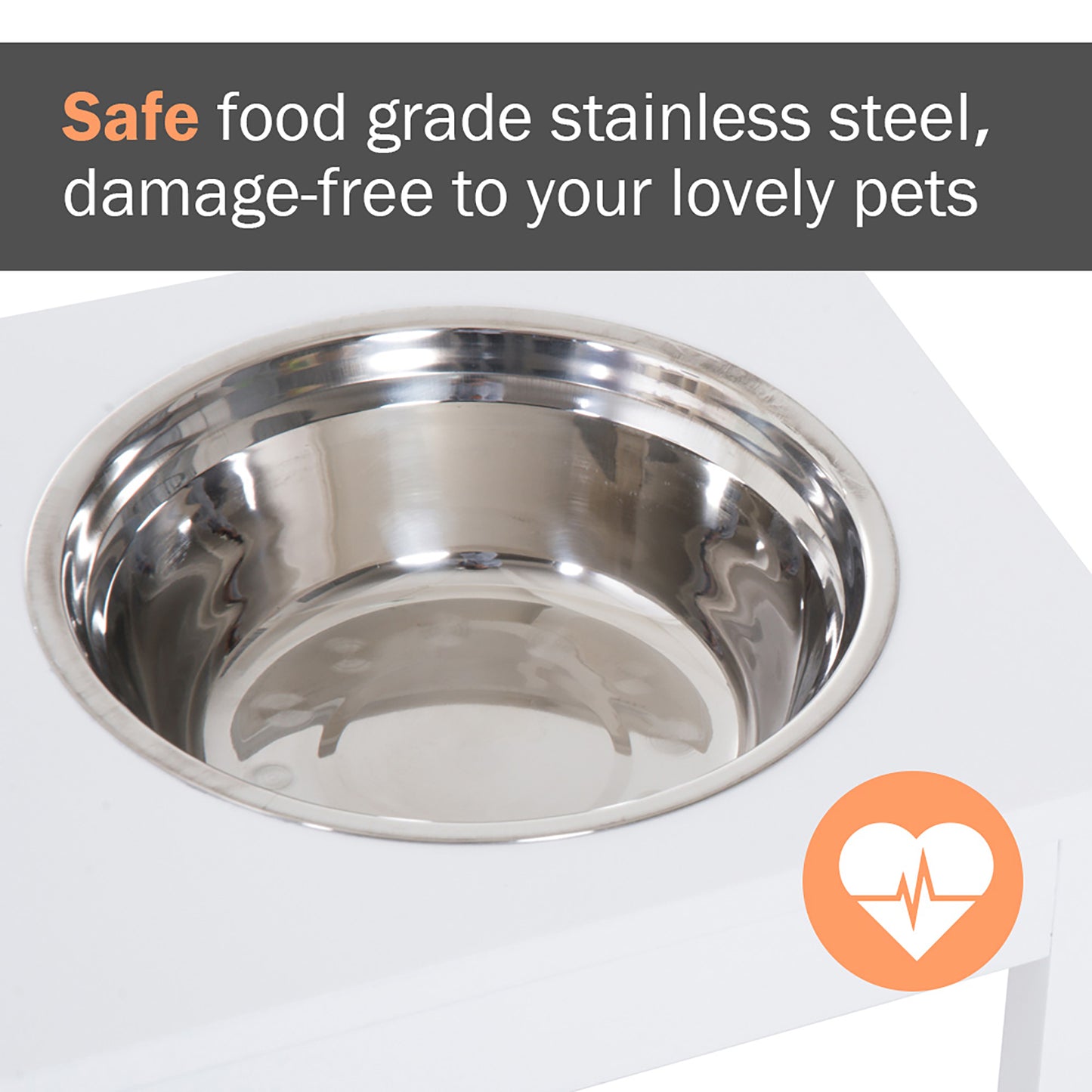 Closeup of a shiny stainless steel pet bowl insert designed for durability