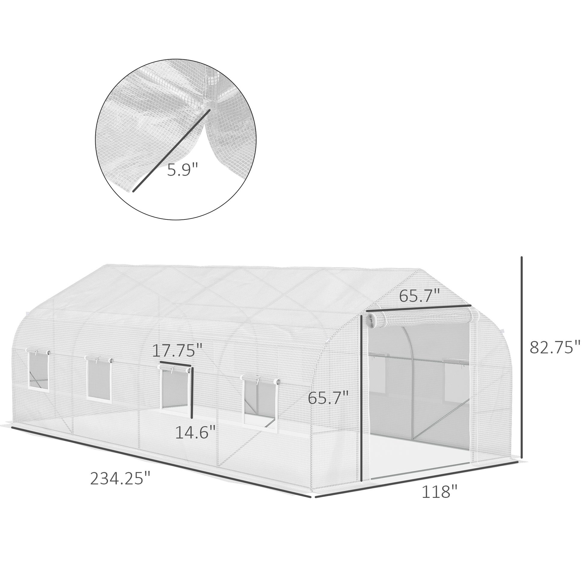 Large walkin greenhouse with rollup doors and windows for garden use