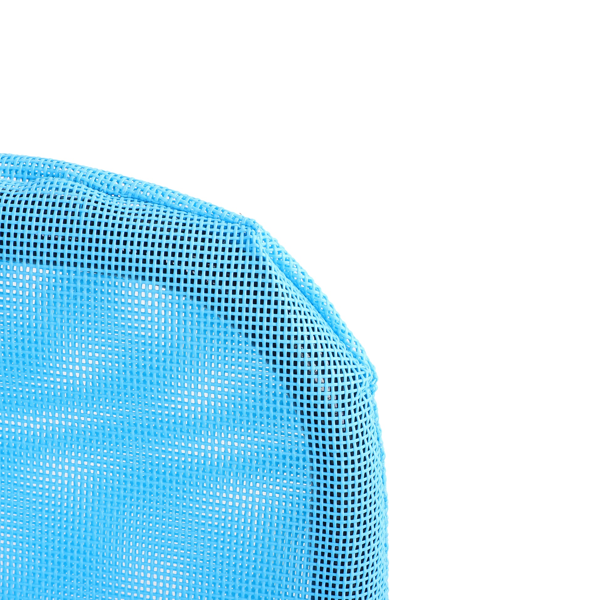 Closeup of a bright blue mesh storage baskets woven texture