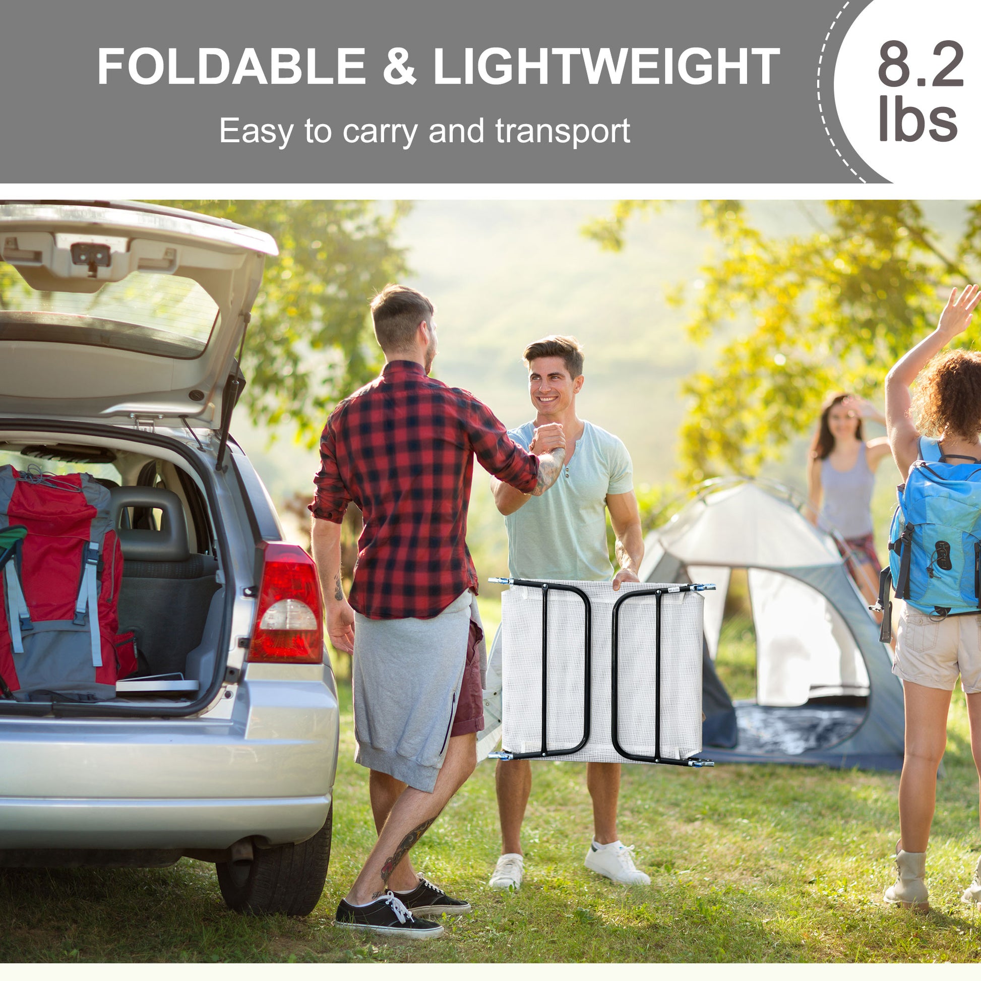 White mesh laundry hamper foldable and lightweight for camping trips
