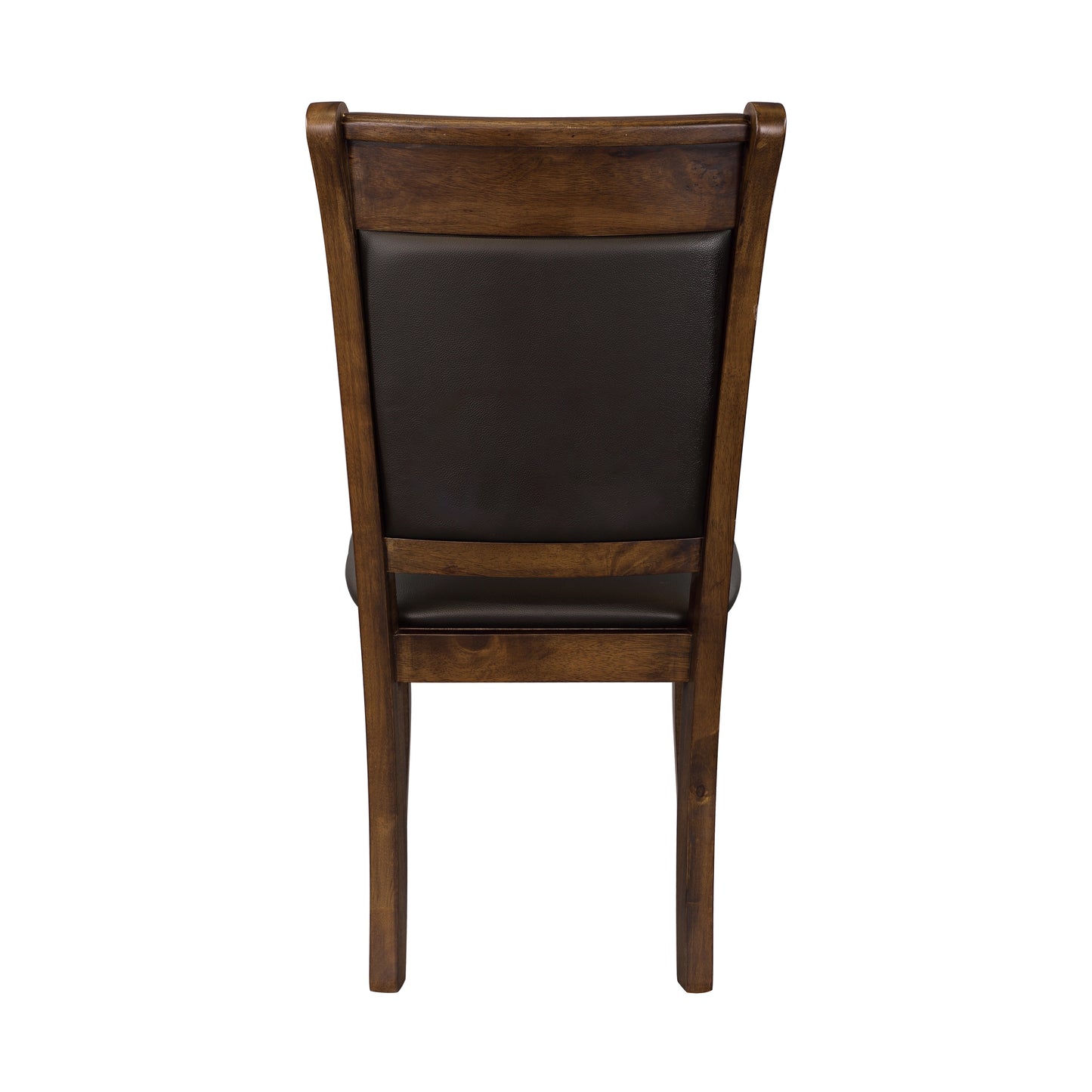 Dark brown leather upholstered wooden dining chair