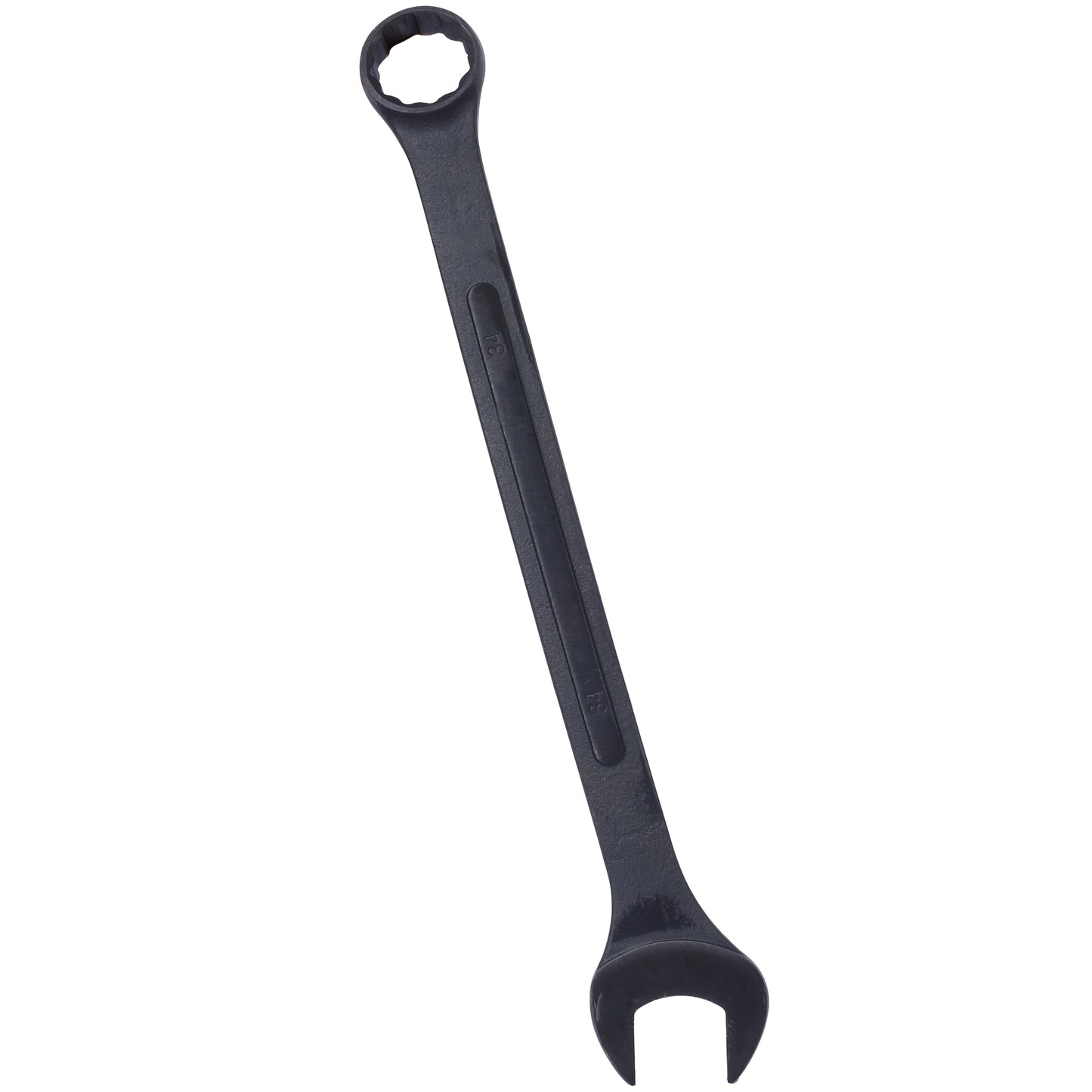 Black mm combination wrench with matte finish and ribbed grip detail
