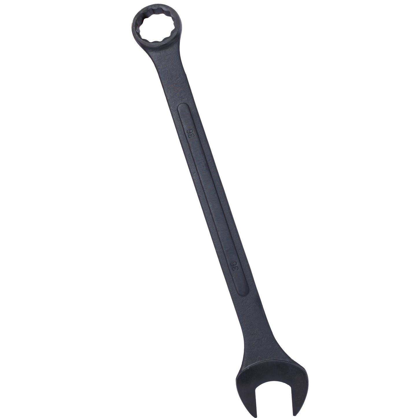 Black steel combination wrench with mm size marking