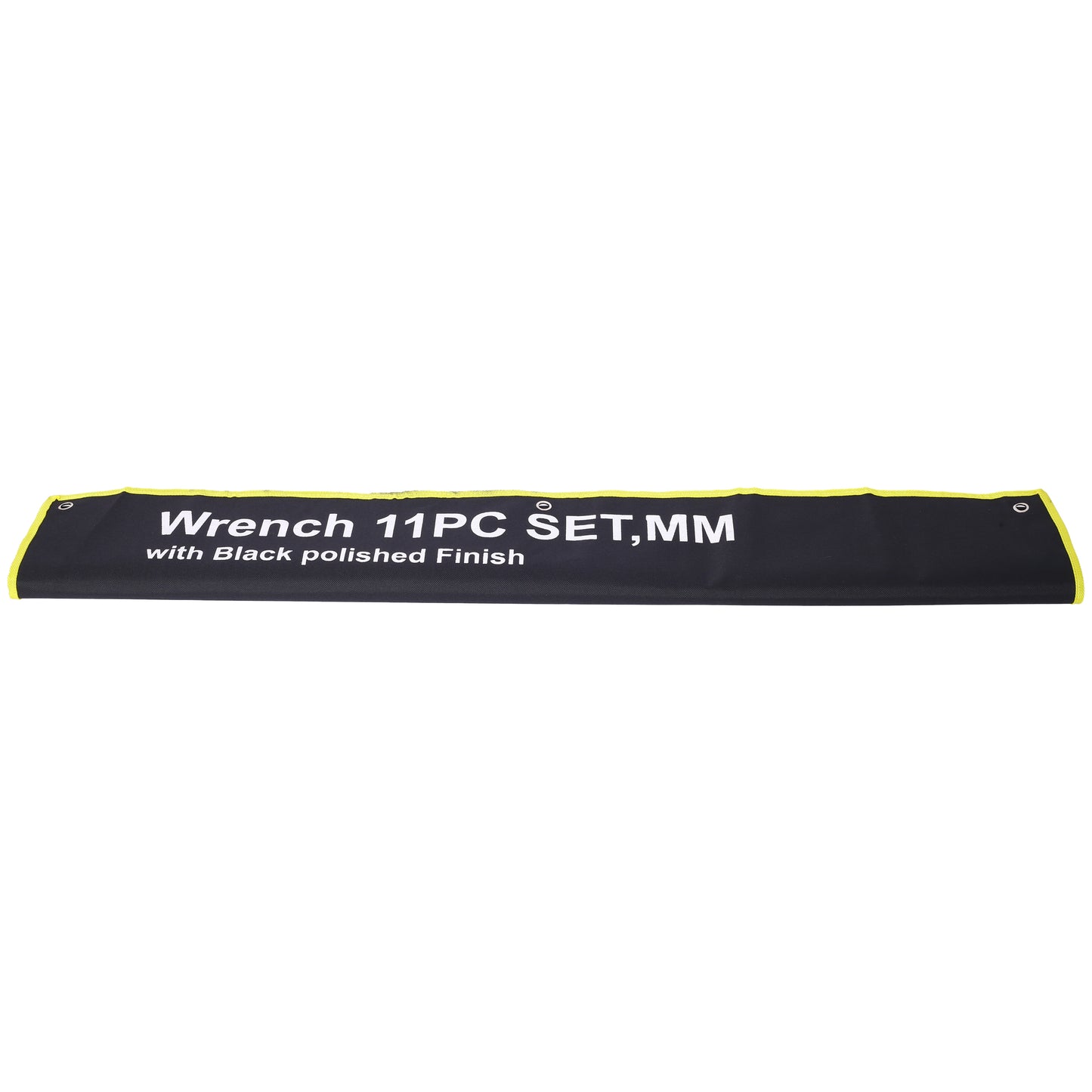Black piece metric wrench set with polished finish in durable rollup pouch