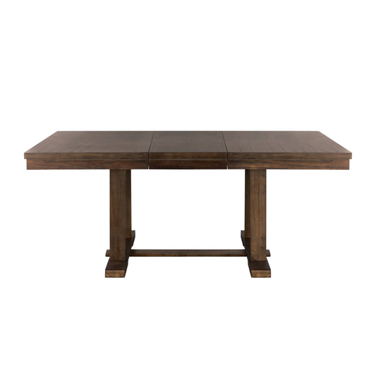 TREATLIFE HOME Classic Light Rustic Brown Wooden Dining Table with Storing Leaf, Transitional Design for Dining Room